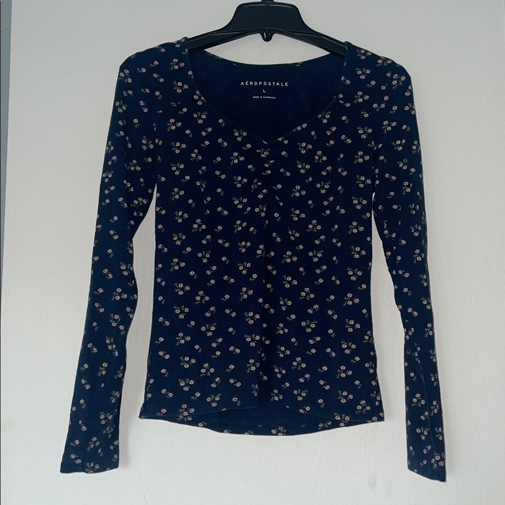 Aeropostale Dark Blue Floral Print Top